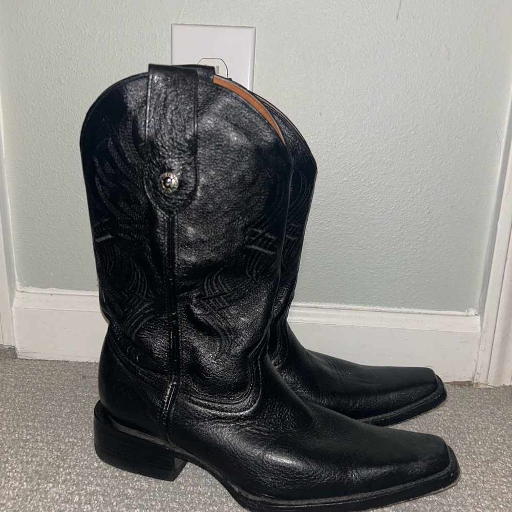 Black Leather Cowboy Boots